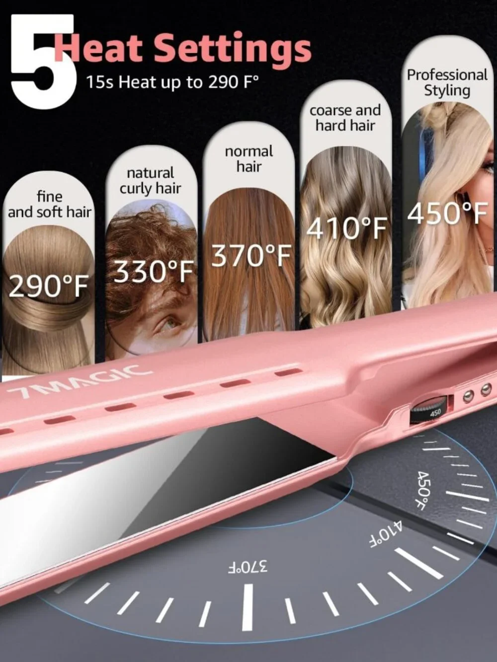 Nano Titanium Flat Iron Hair Straightener - Fast Heating, Damp-to-Dry, Dual